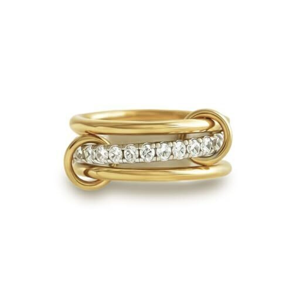 2077 Gold Stackable Rings Non Tarnish, 18k Gold Plated Cubic Zirconia